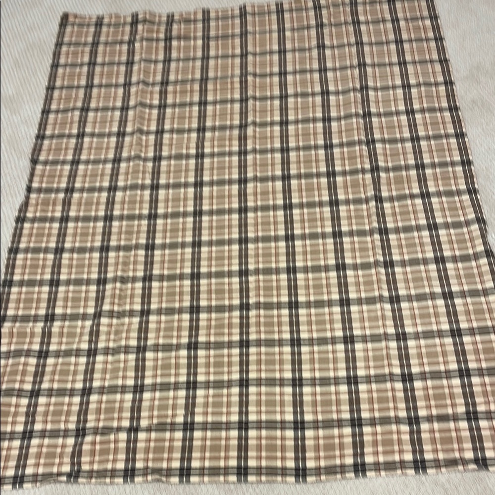 64 x 48 Plaid Cotton tablecloth in Beige and Brown